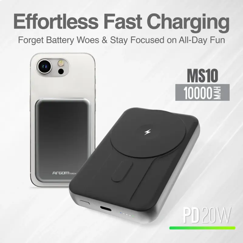 BATERÍA EXTERNA MAGNÉTICA MS10 DE 1000MAH DE ALUMINIO ARGPB1162